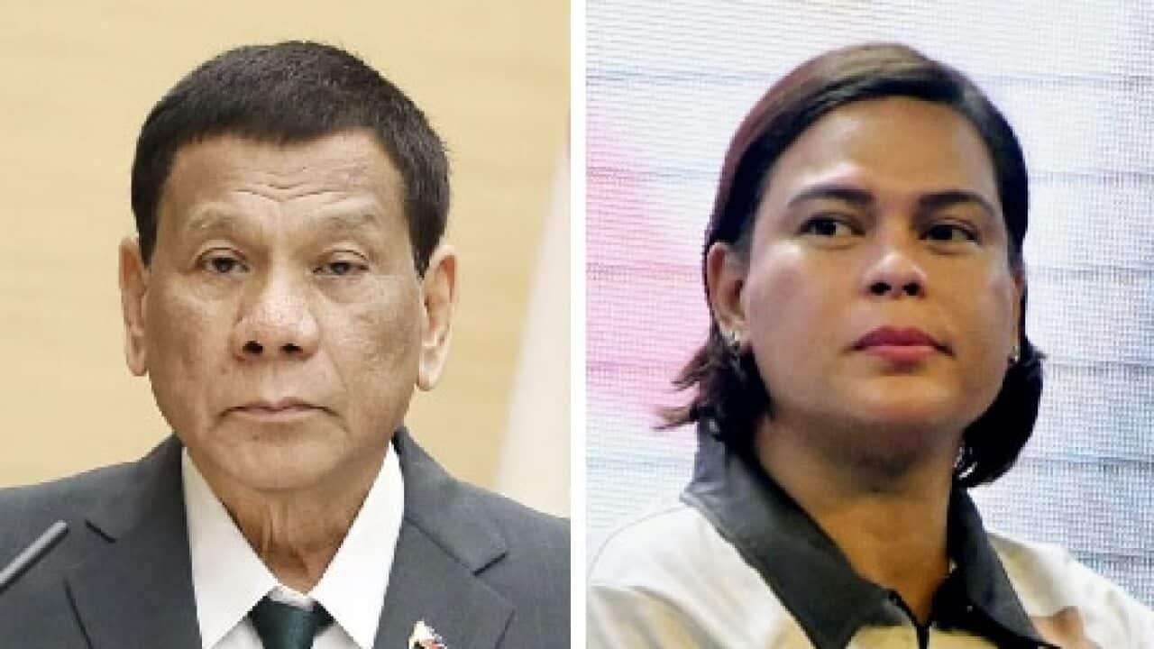 Philippine President Rodrigo Duterte and his eldest daughter, Sara Duterte-Carpio.
