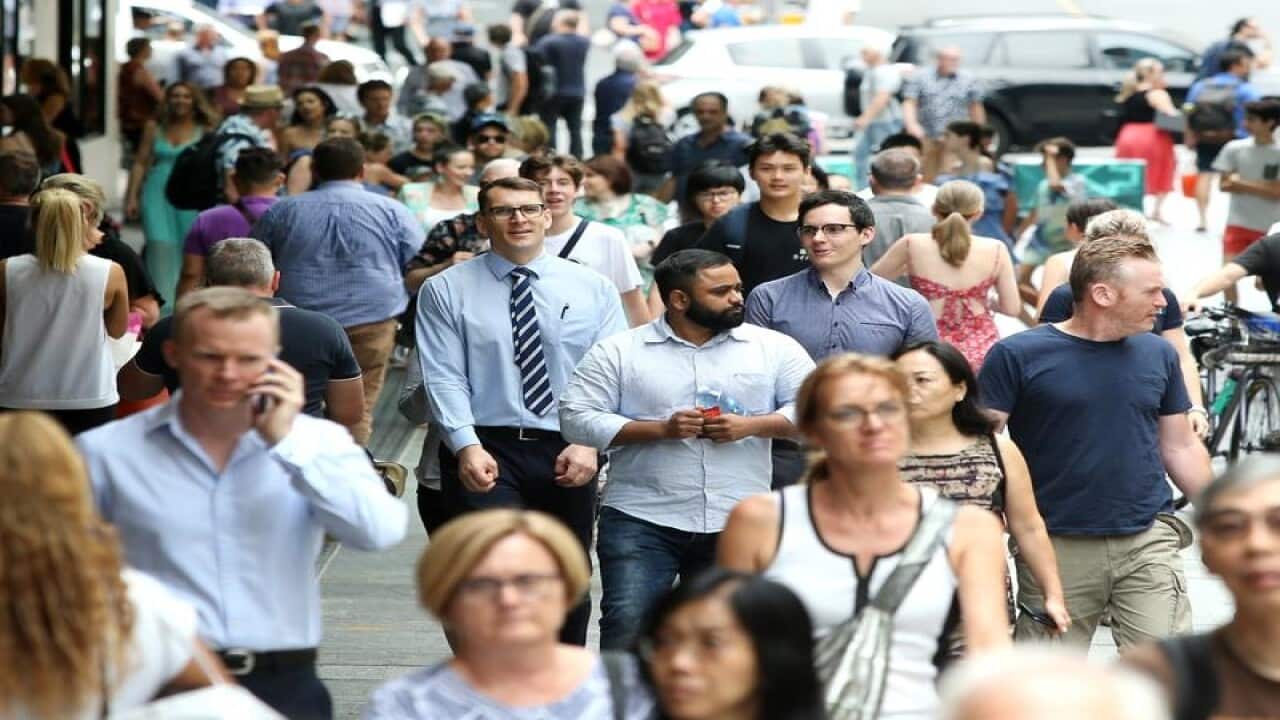 Shoppers are seen in the Queen Street Mall, Brisbane