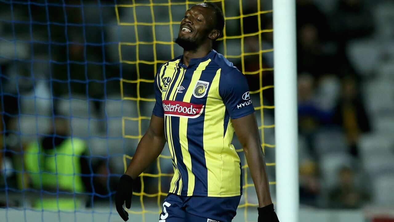 Usain Bolt in action for Central Coast Mariners.