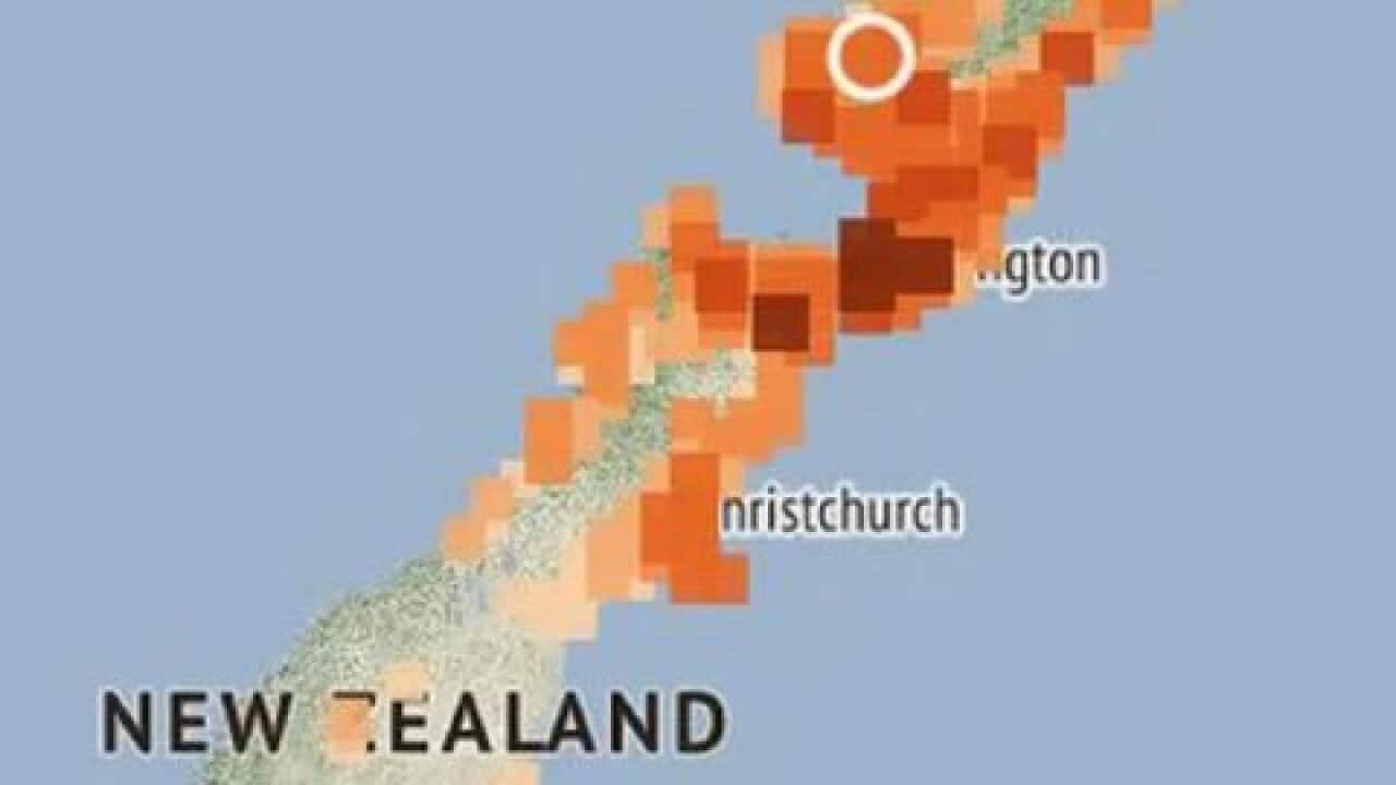 Where the earthquake was felt. Source: GeoNet