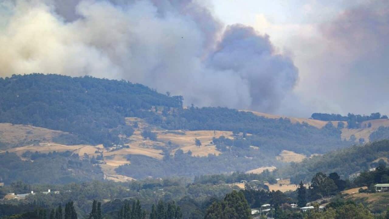 A bushfire south of Huonville in southern Tasmania