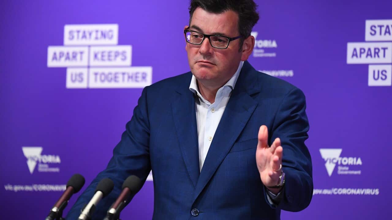 Victorian Premier Daniel Andrews addresses the media.