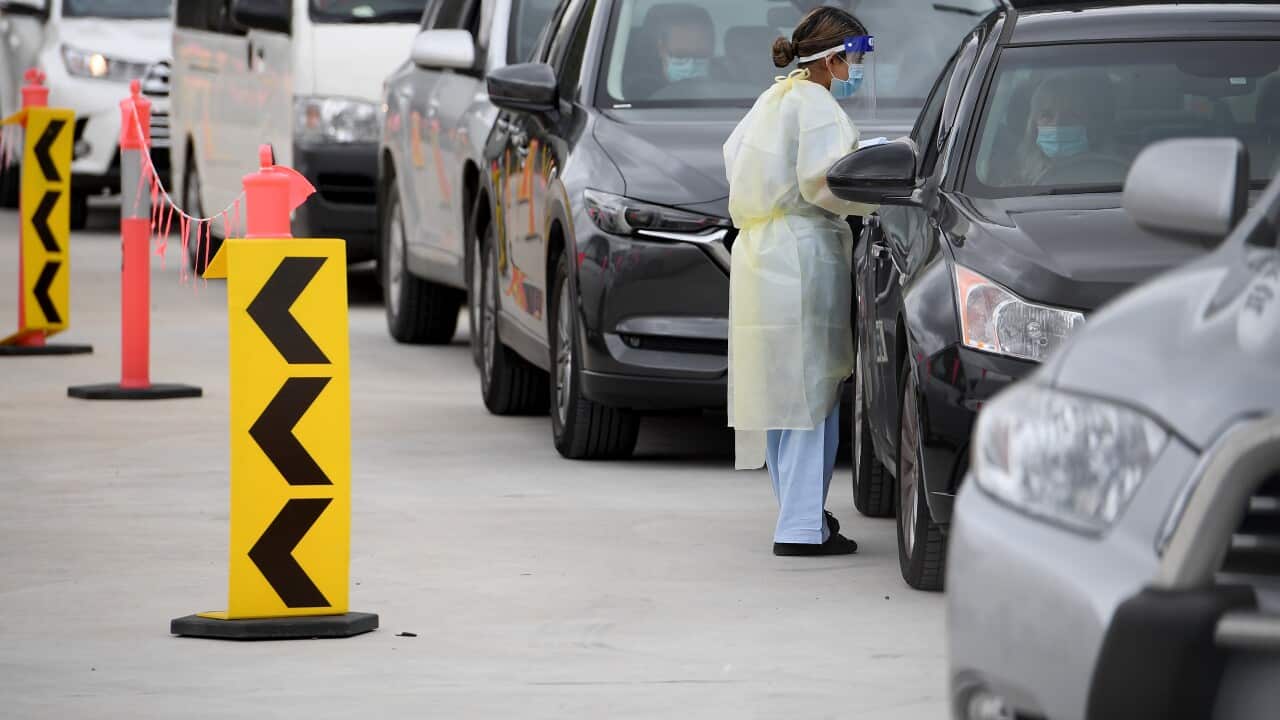 A drive through Covid-19 testing facility in the Sydney suburb of Auburn.