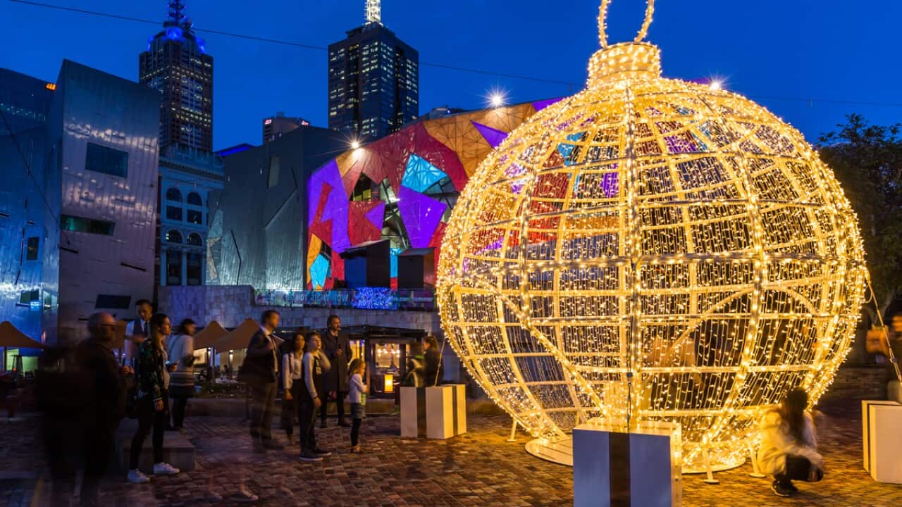 Snap a selfie at the Giant Bauble at Federation Square