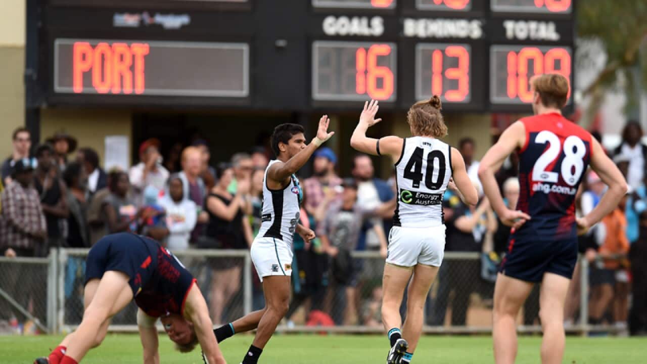 Jake Neade of the Port Adelaide Power celebrates