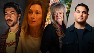 L-R: Hunter Page-Lochard in 'Reckless', Claudia Karvan in 'Homebodies', Jennifer Miller in 'The People vs Robodebt' and Marc Fennell in 'The Secret DNA of Us'.