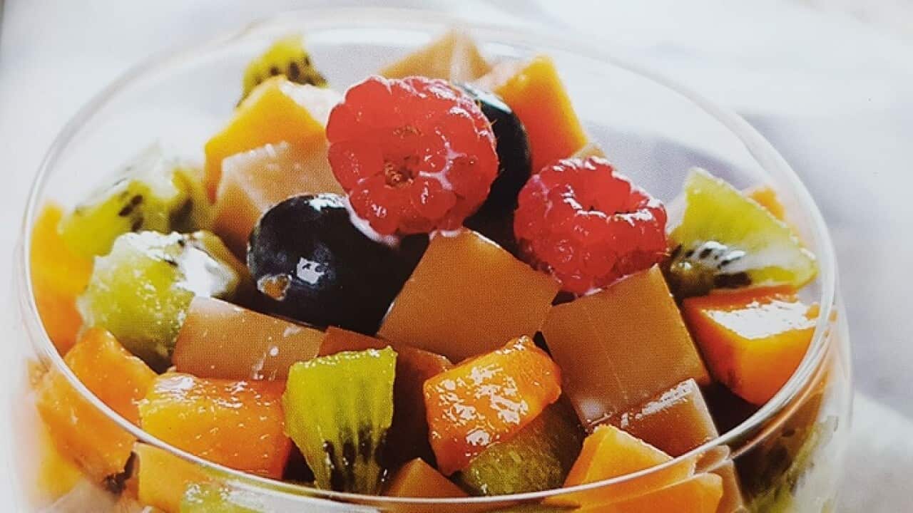 fruit and chocolate tofu pudding