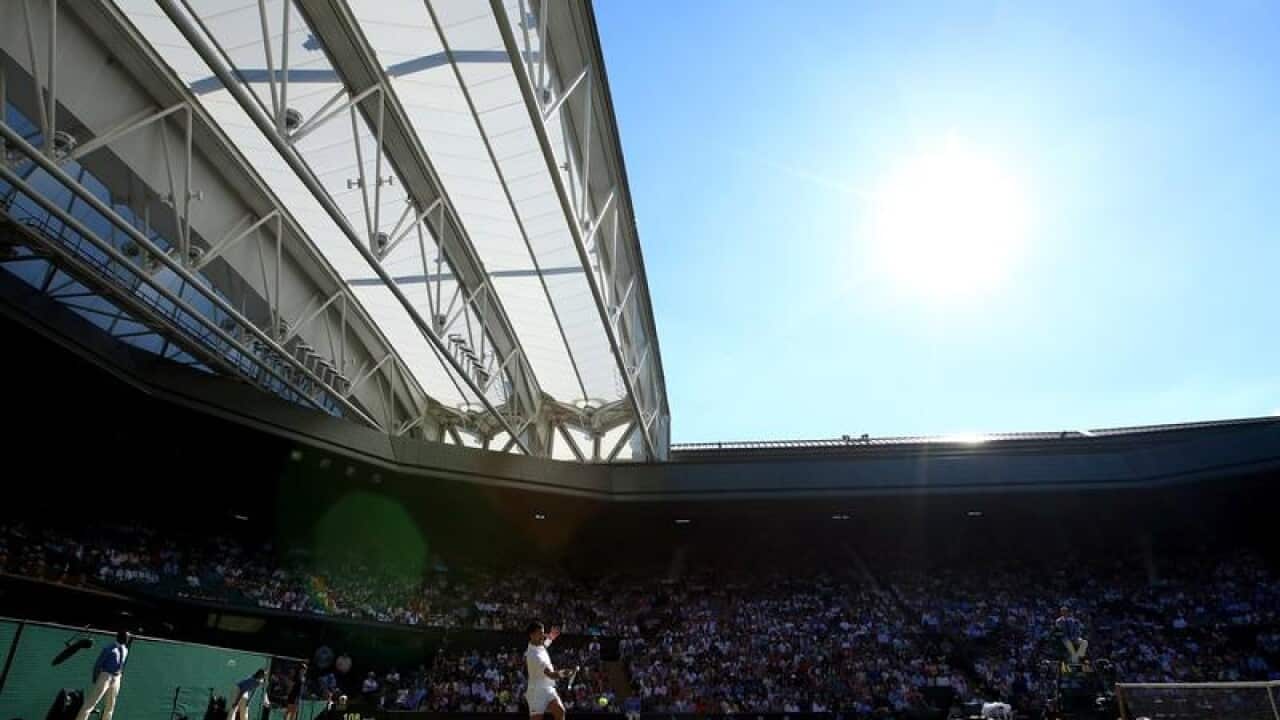 General view of centre court at Wimbledon