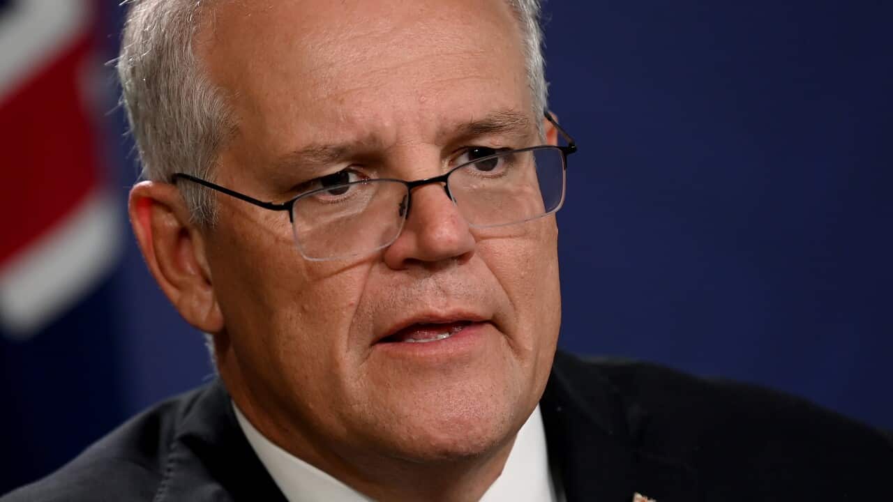 Prime Minister Scott Morrison speaks to the media
