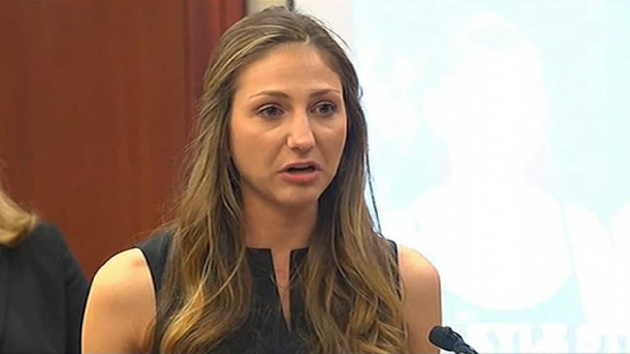 Kyle Stephens blamed Larry Nassar for her father's suicide in her victim's impact statement. Ms Stephens is one of nearly 100 victims at the sentencing hearing.