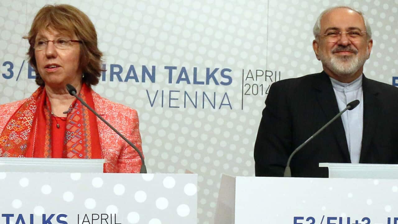 Representatives from the EU (L) and Iran