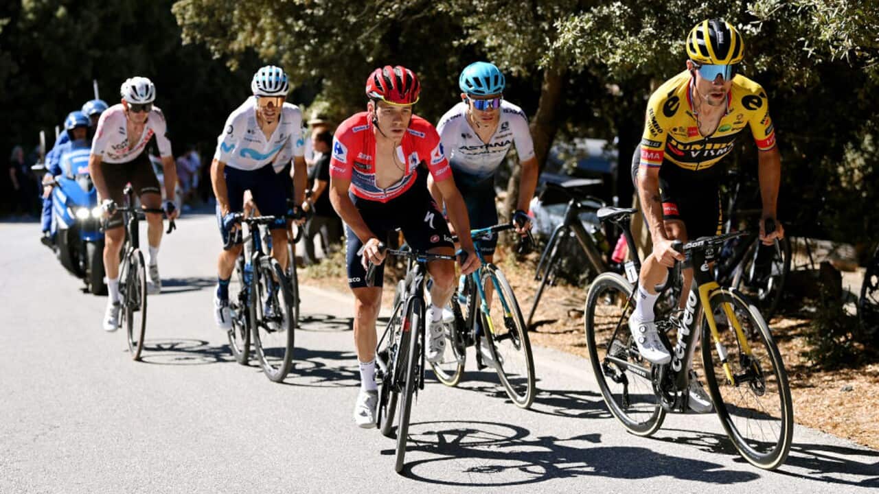 Remco Evenepoel (Quick-Step Alpha Vinyl) was at the centre of several attacks during Stage 15 of the Vuelta a Espana