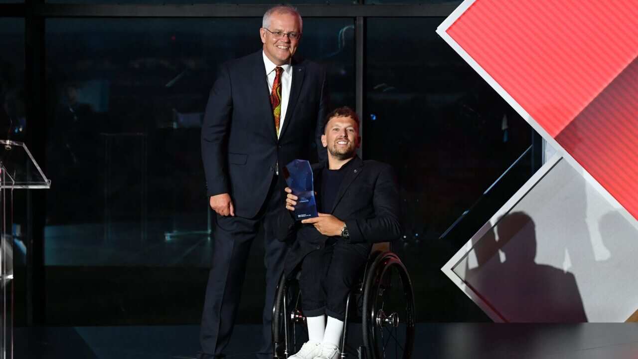 Prime Minister Scott Morrison and Australian of the Year Dylan Alcott