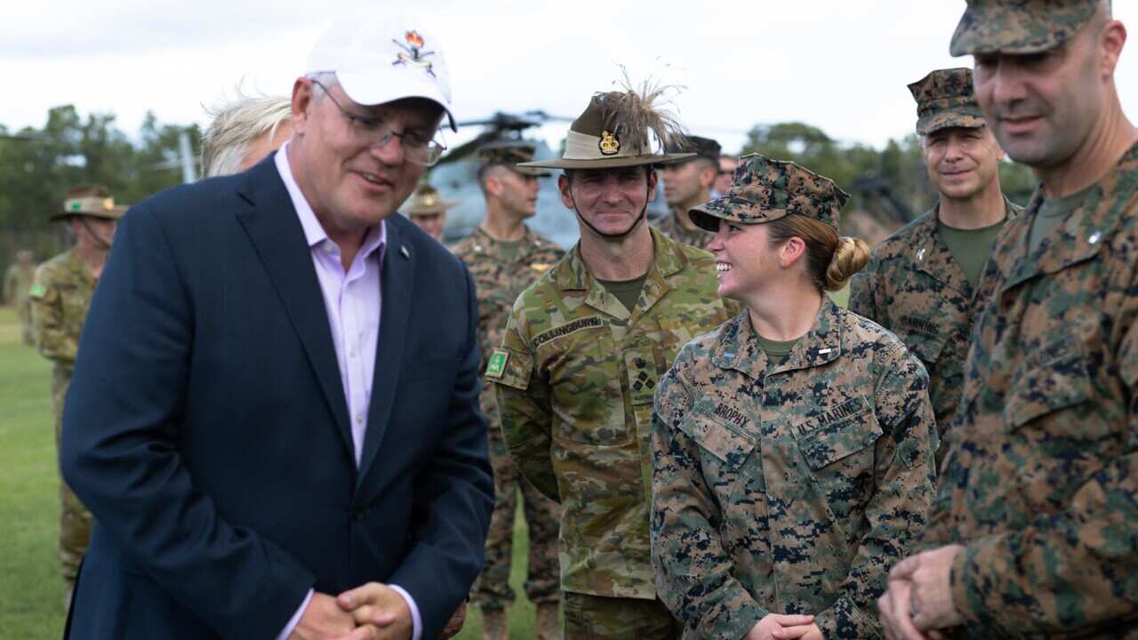 Scott Morrison visits an Australian army barracks in Darwin