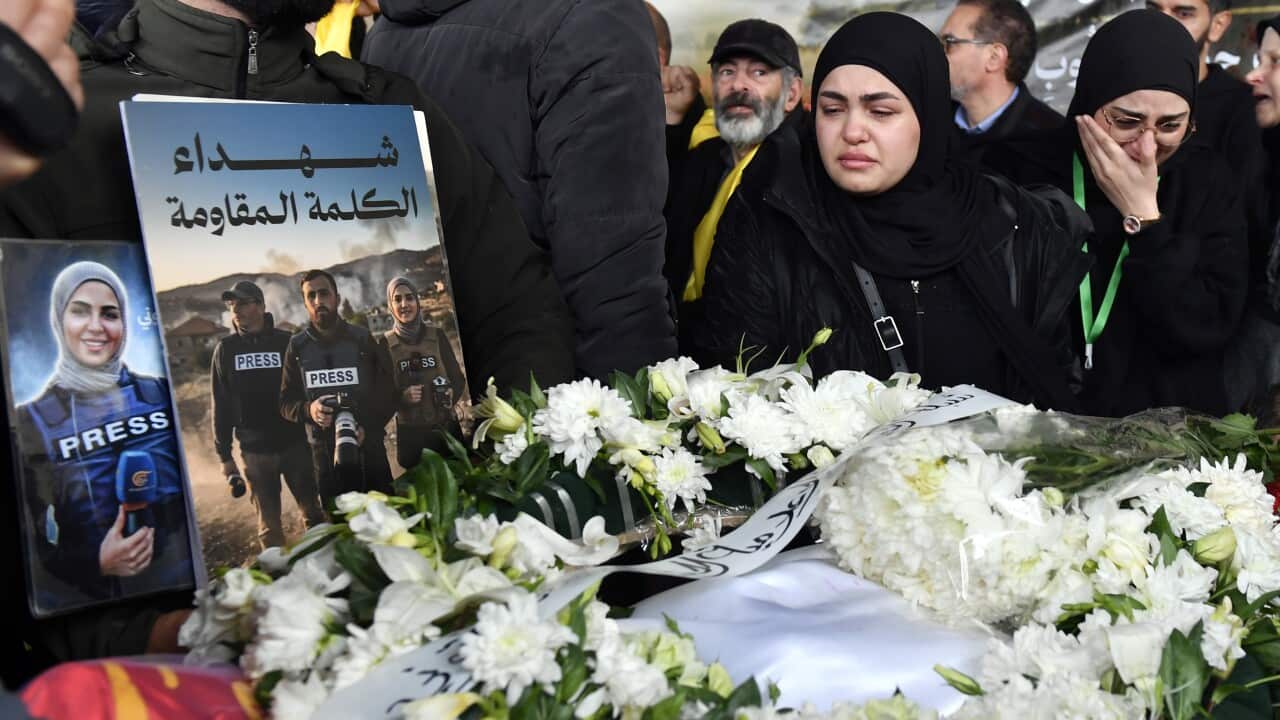 Funeral of journalists killed in Israeli airstrike in Lebanon