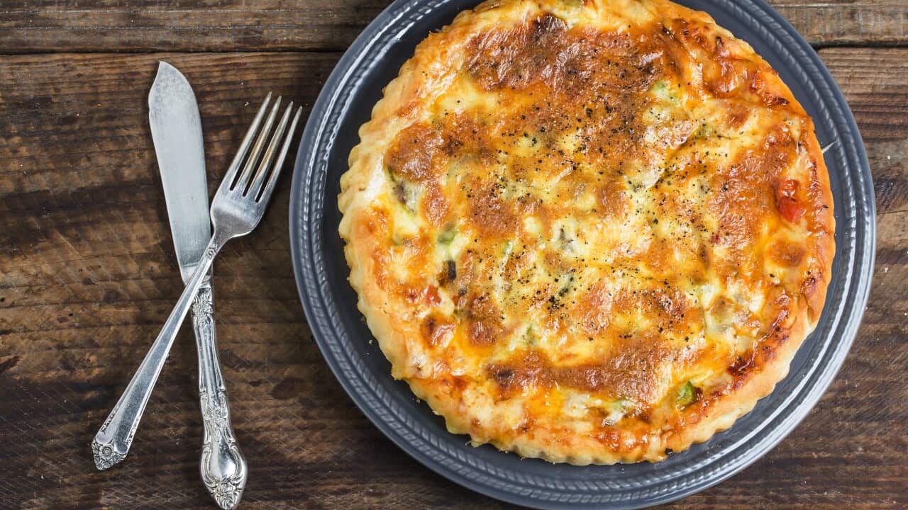 Directly above shot of pizza in plate on table