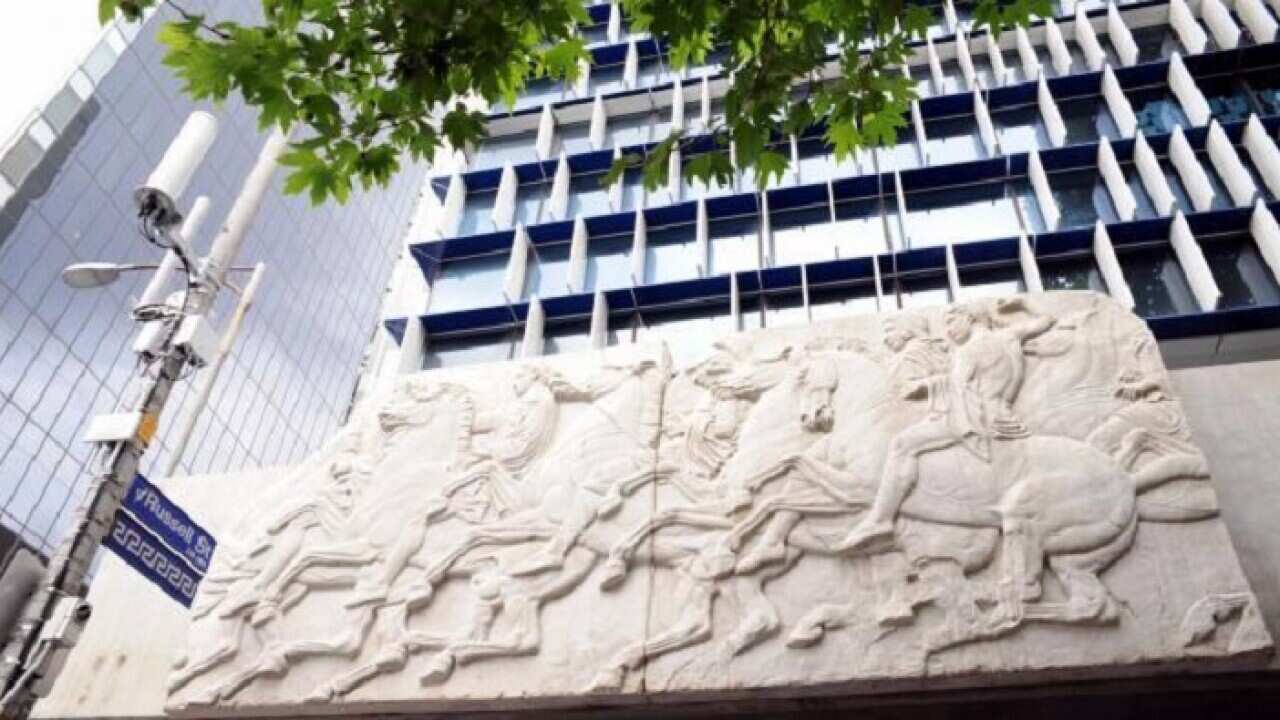 Parthenon Greek Marble frieze replica the Greek Centre.