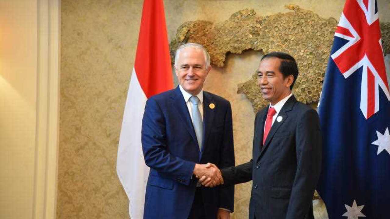 Prime Minister Malcolm Turnbull meets Indonesian President Joko Widodo for a bilateral morning meeting during his last day at the ASEAN