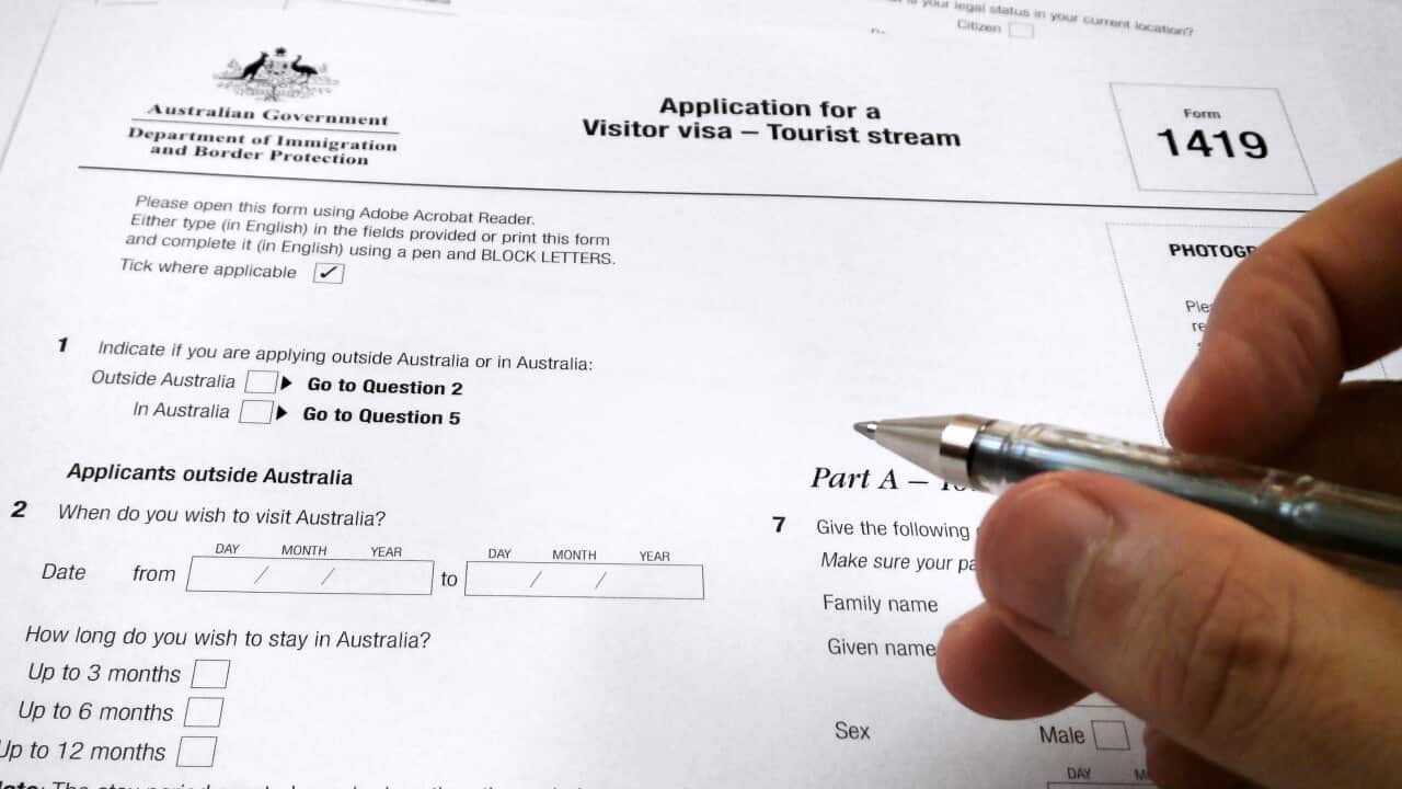Application form for a visitor visa to Australia