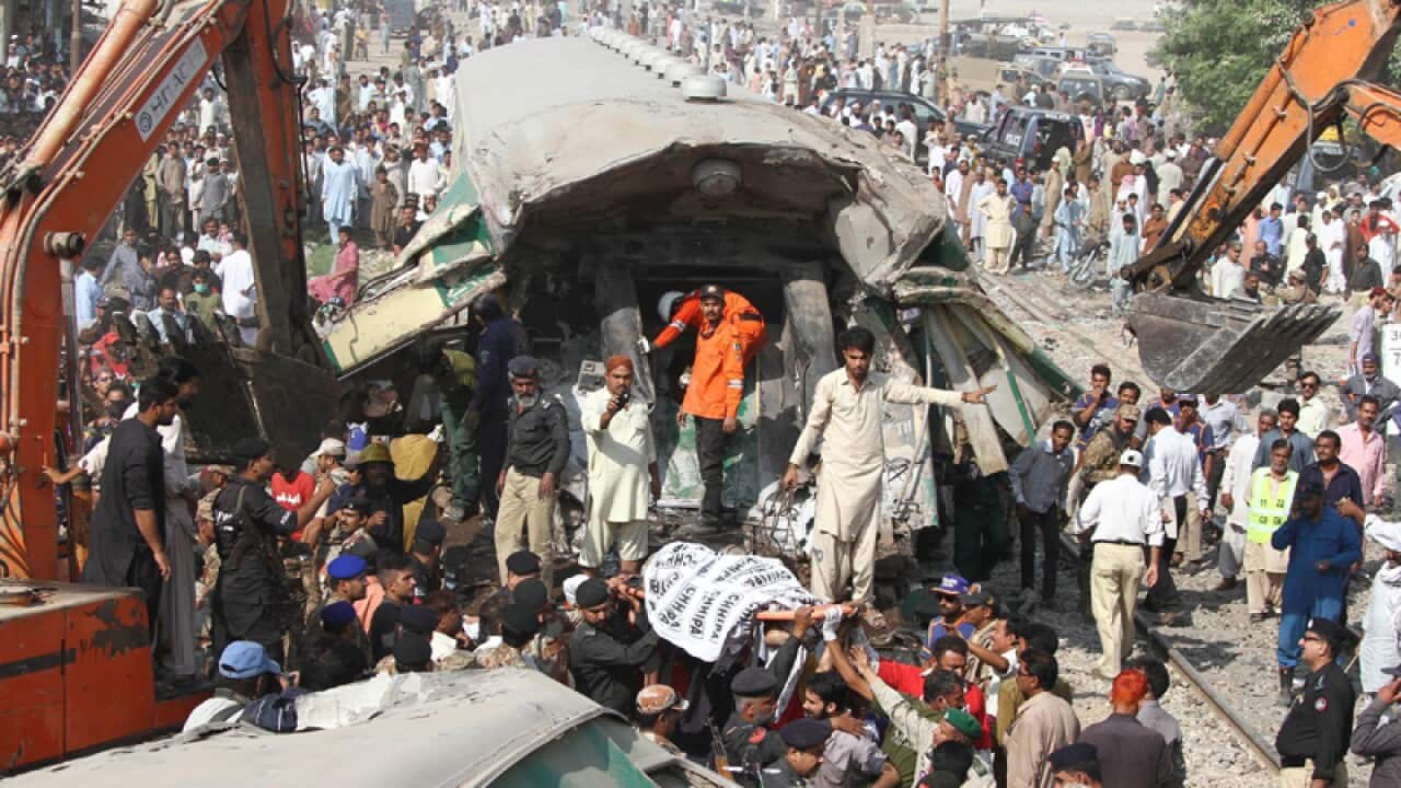 The scene of the train accident in Karachi