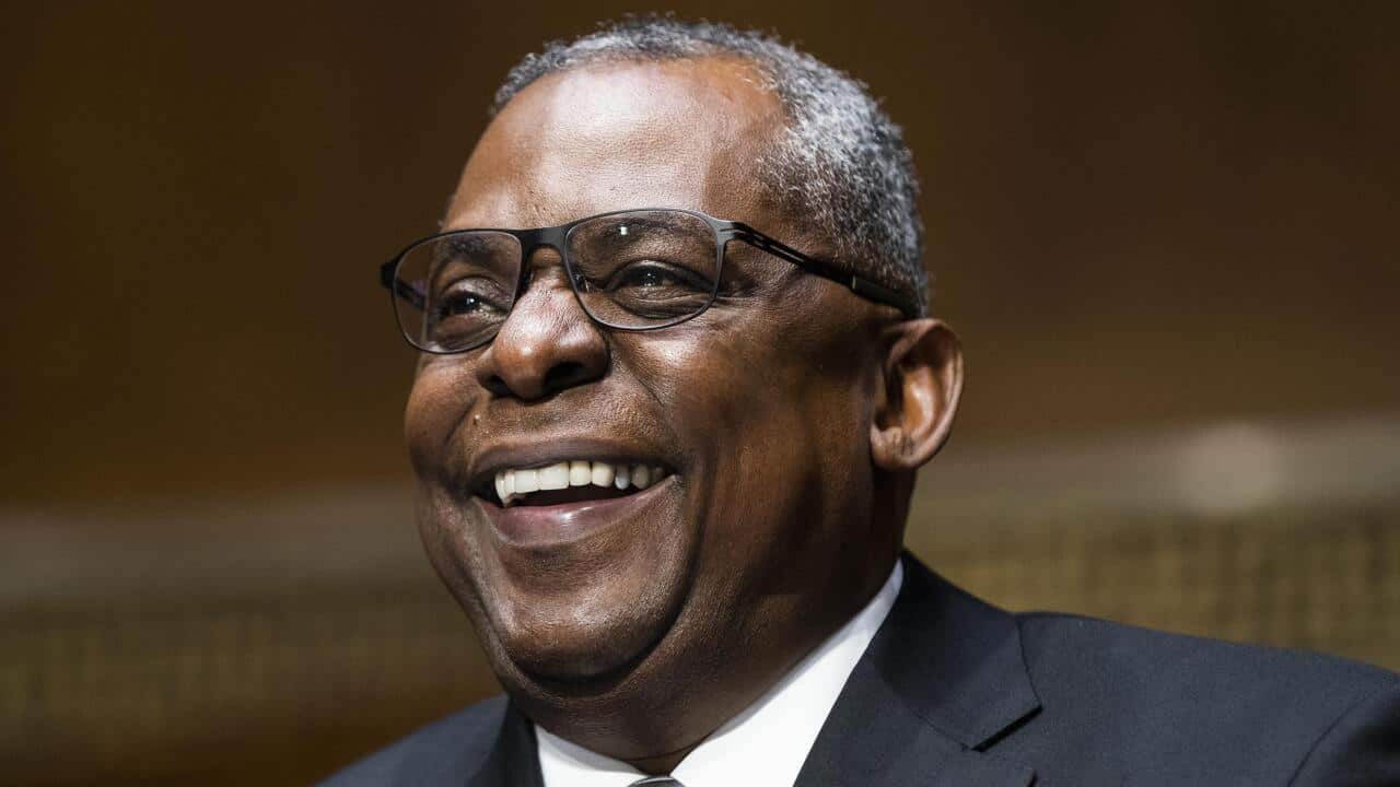 Lloyd Austin answers questions during his confirmation before the Senate Armed Services Committee on Tuesday, January 19, 2021 in Washington, DC.