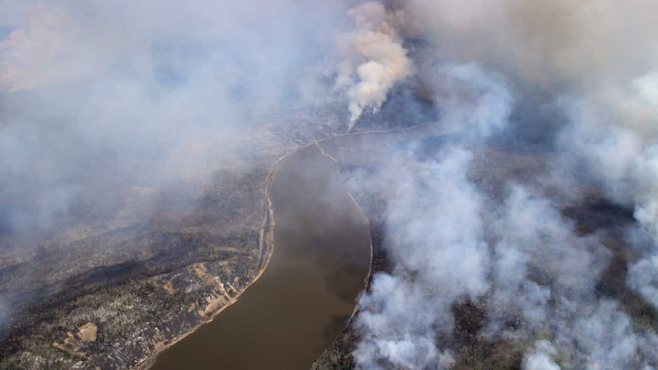View of the wildfires in the Fort McMurray, Alberta