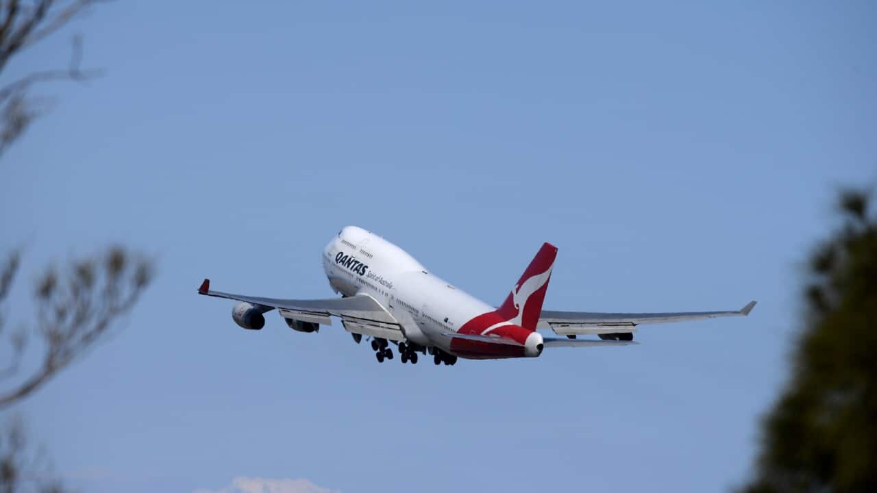 A Qantas Boeing 747-400 aircraft is seen departing Sydney Airport, in Sydney, Wednesday, August 22, 2018. (AAP Image/Dan Himbrechts) NO ARCHIVING