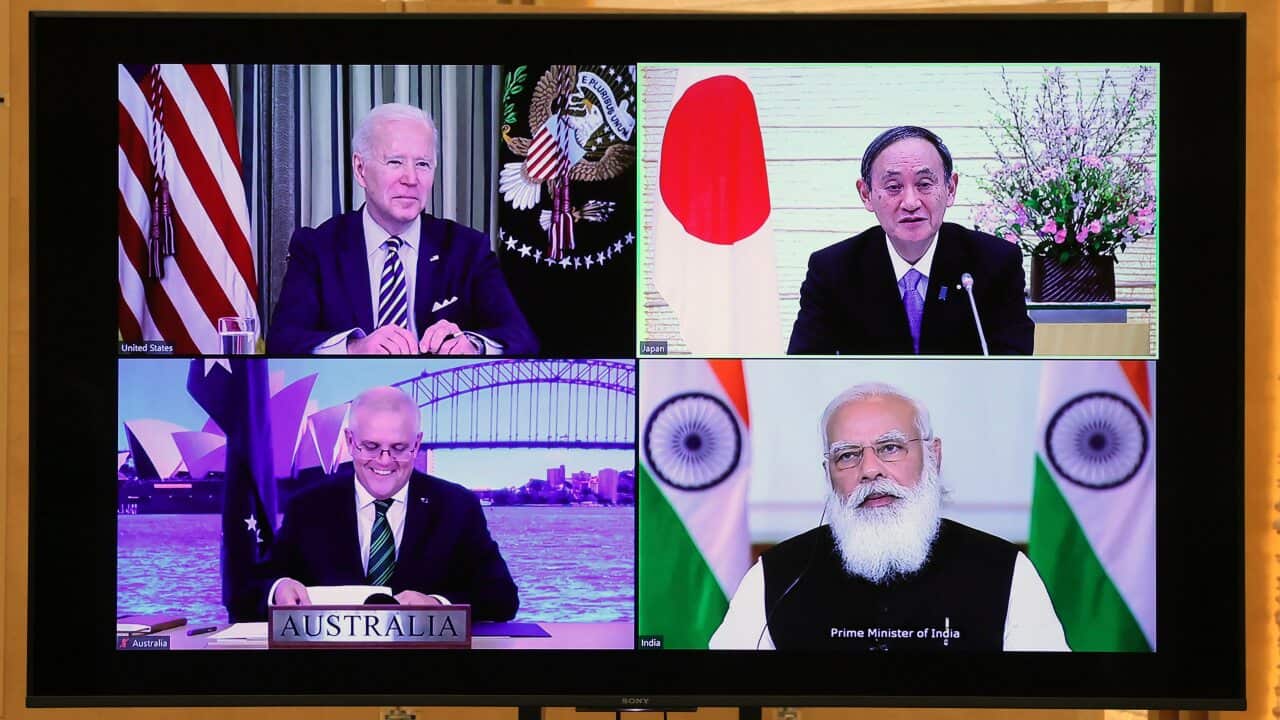 Scott Morrison has met with the leaders of 'the Quad' for the first time.