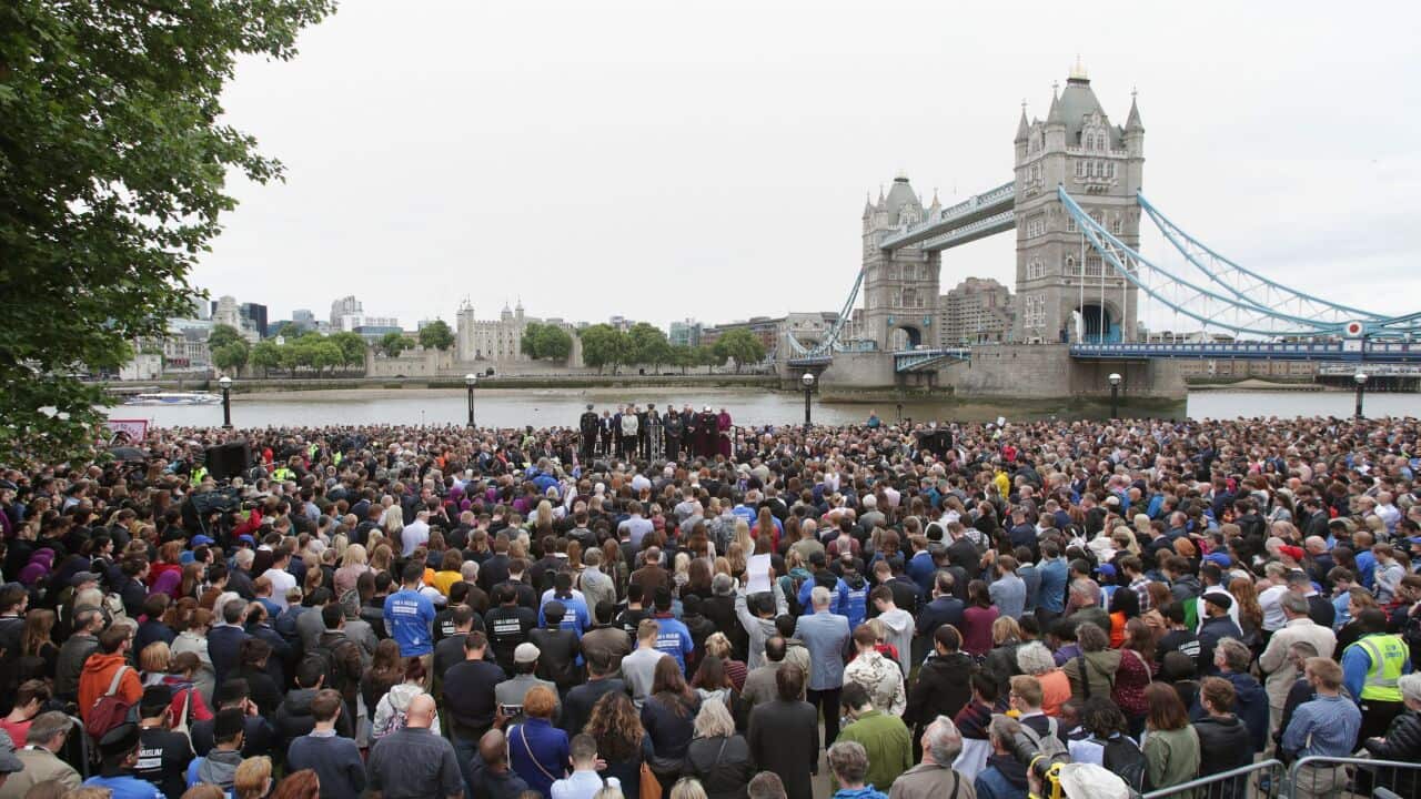 A vigil for the London terror attack victims in Potters Fields Park, London.