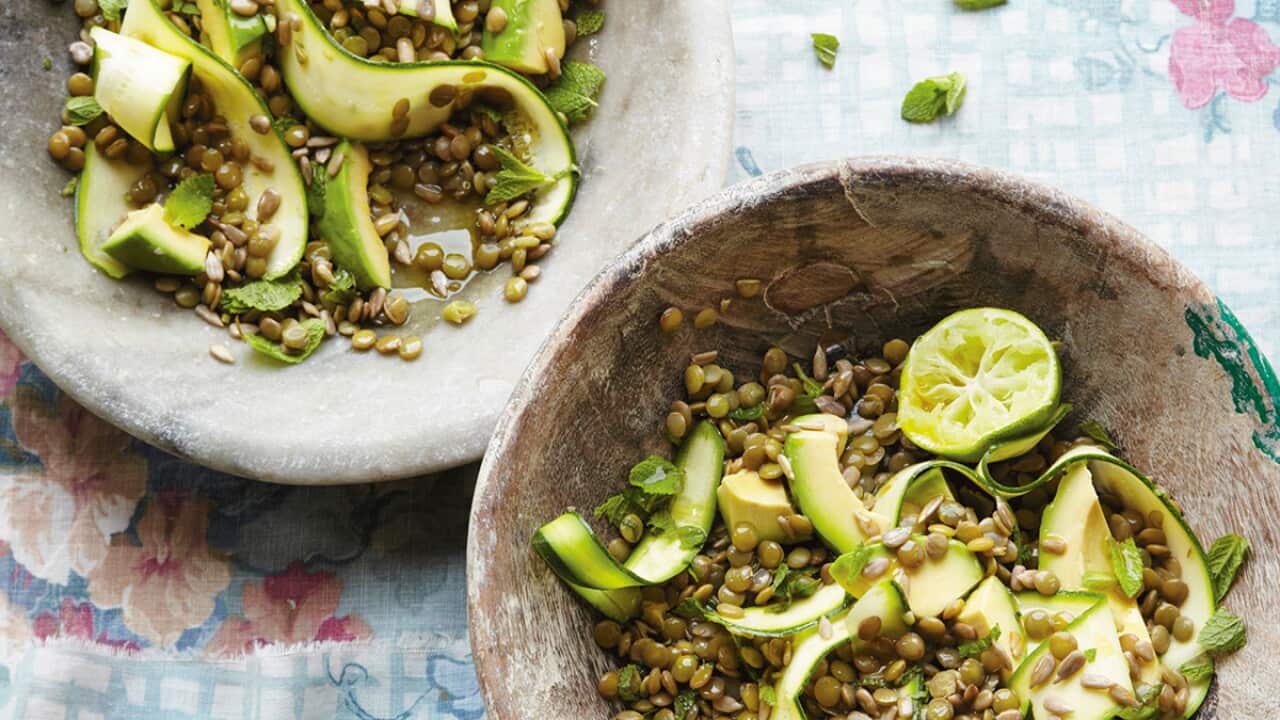 Lentil, courgette and mint salad