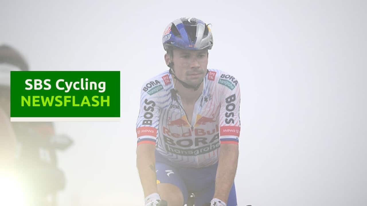COURCHEVEL - COL DE LA LOZE, FRANCE - JULY 24: Primoz Roglic of Slovenia and Team Red Bull - BORA - hansgrohe crosses the finish line during the 112th Tour de France 2025, Stage 18 a 171.5km stage from Vif to Courchevel - Col de la Loze 2298m / #UCIWT / on July 24, 2025 in Courchevel - Col de la Loze, France. (Photo by Dario Belingheri/Getty Images)