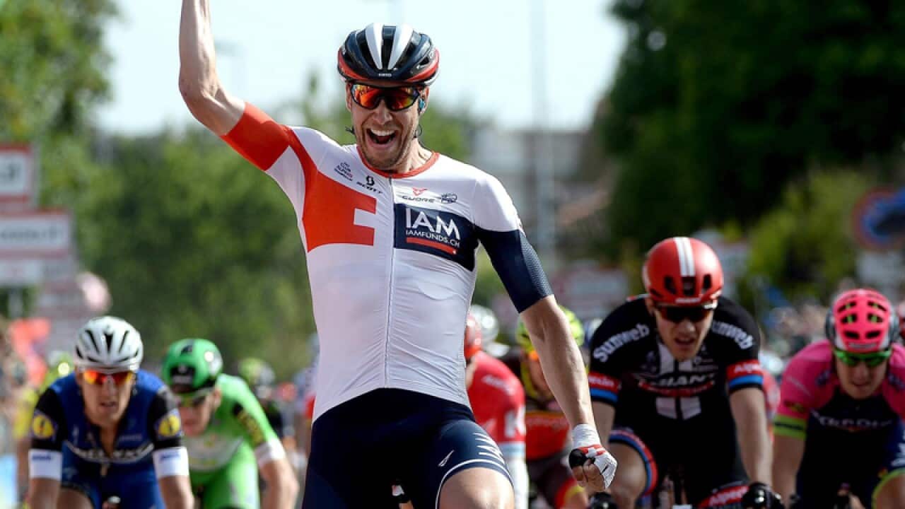 German rider Roger Kluge winning the 17th stage in the Giro d'Italia