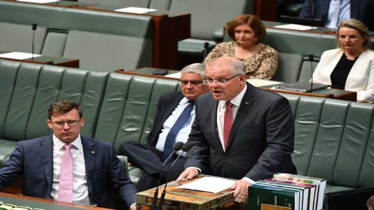 Prime Minister Scott Morrison (centre)
