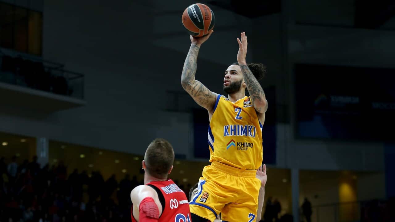 Tyler Honeycutt in action for Moscow's BC Khimki during the Turkish Airlines Euroleague Play Offs on April 27, 2018 in Moscow, Russia.