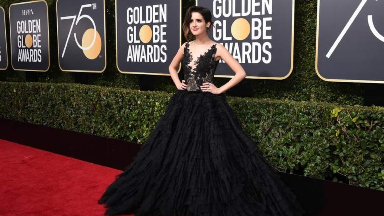 Laura Marano attending the 75th Annual Golden Globes Awards