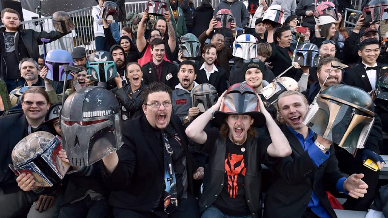 Fans during the LA premiere of Star Wars: The Force Awakens