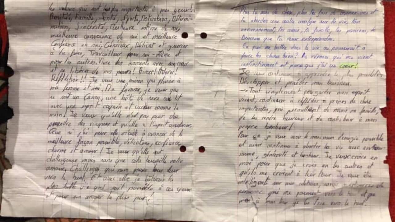 One of the pages contained in the mystery bottle