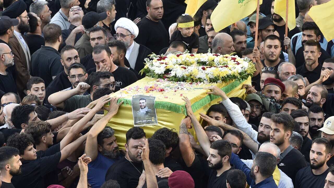 Hezbollah holds funeral for four people killed in pagers explosion in Lebanon