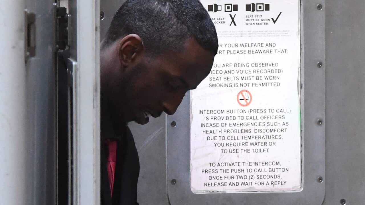 Ali Khalif Shire Ali arrives at the Supreme Court of Victoria in Melbourne in 2019.