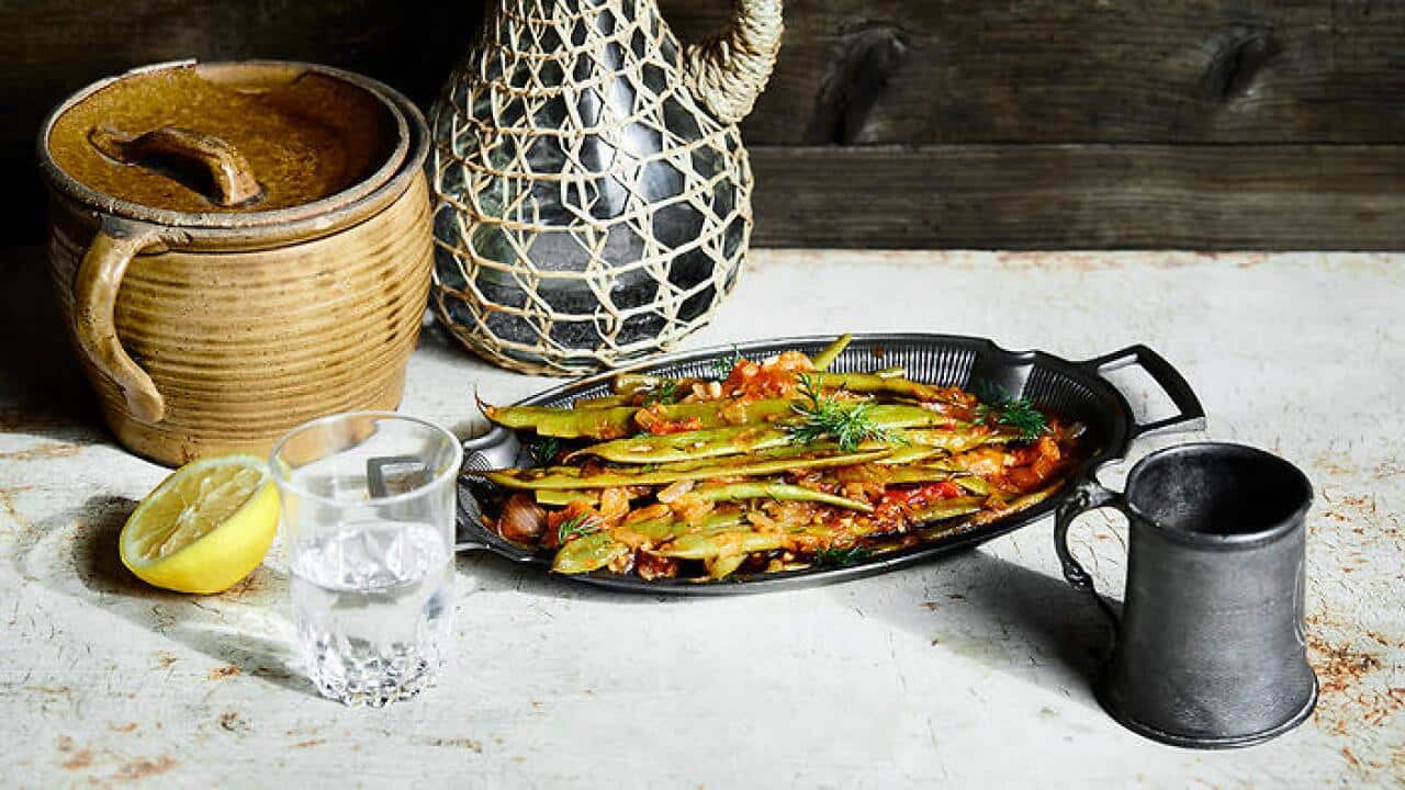 Olive oil braised beans