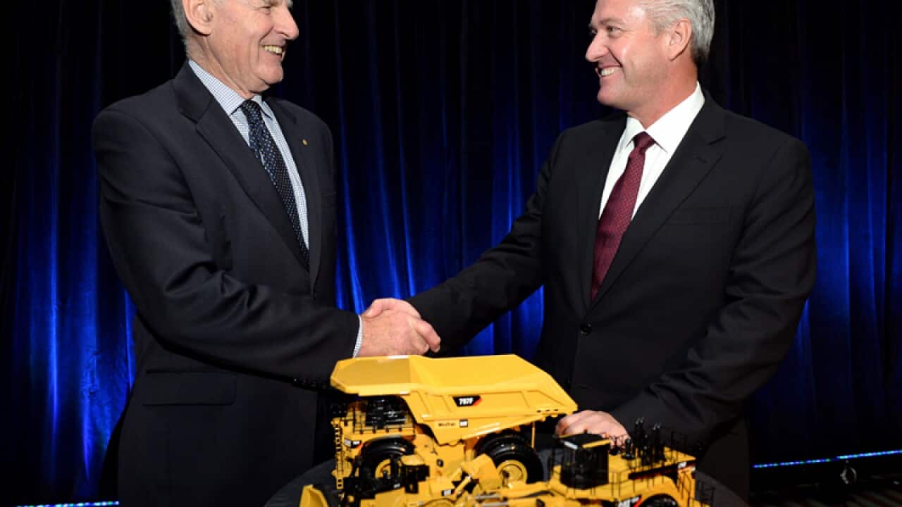 Leighton Holdings Chairman Bob Humphris and CEO Hamish Tyrwhitt (R)