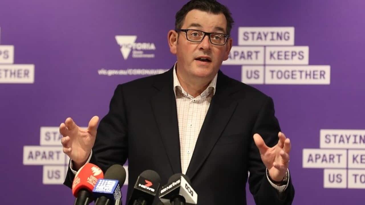 Victorian Premier Daniel Andrews speaks to the media.