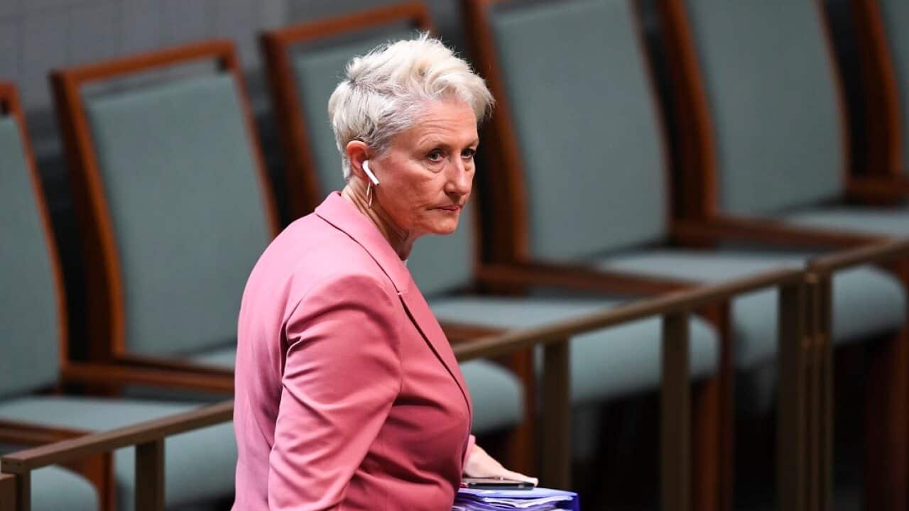 Crossbench MP Kerryn Phelps arrives during House of Representatives Question Time at Parliament House in Canberra, Thursday, February 14, 2019. (AAP Image/Lukas Coch) NO ARCHIVING