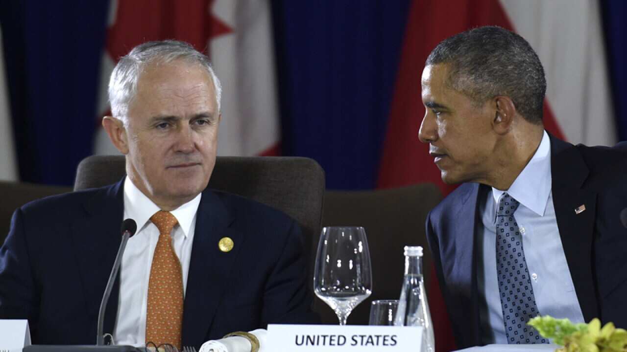 Malcolm Turnbull (L) and Barack Obama