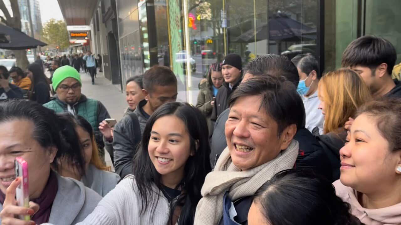 Presumptive President Ferdinand Bongbong Marcos Jr meets supporters in Melbourne