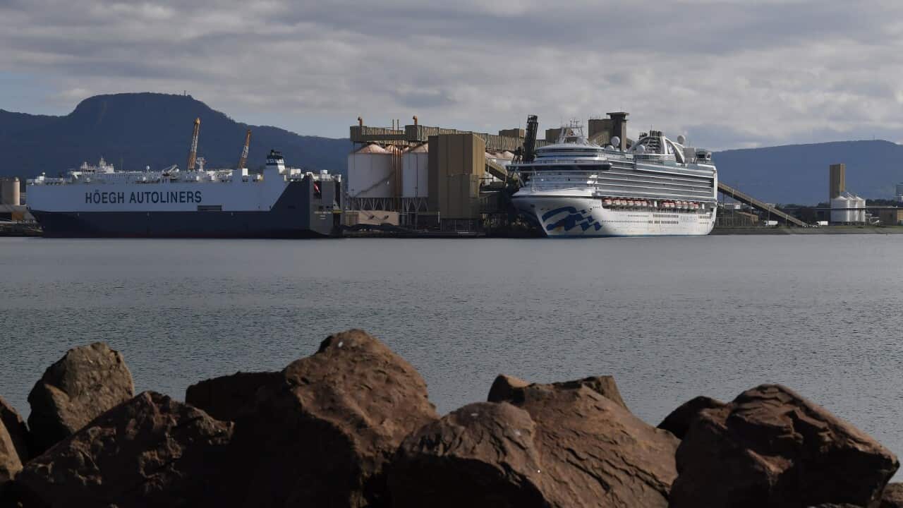 The Ruby Princess docked at Port Kembla, Wollongong, NSW, in April