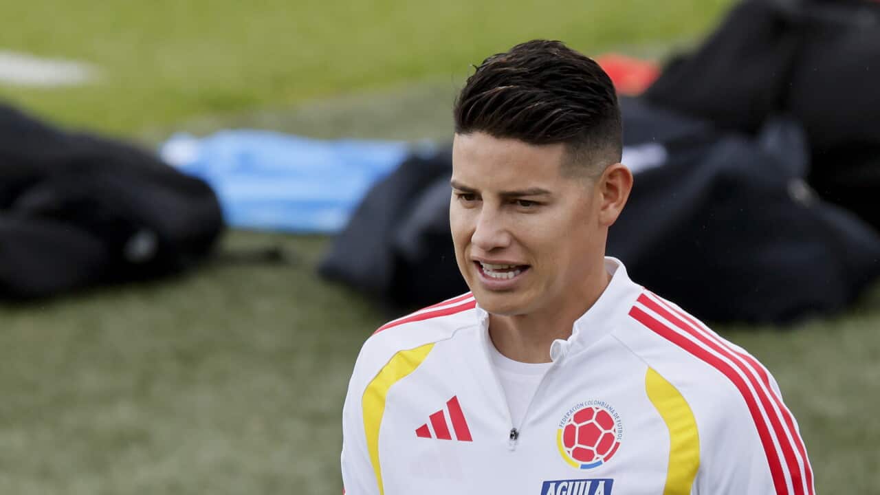 Colombian national soccer team training in Bogota