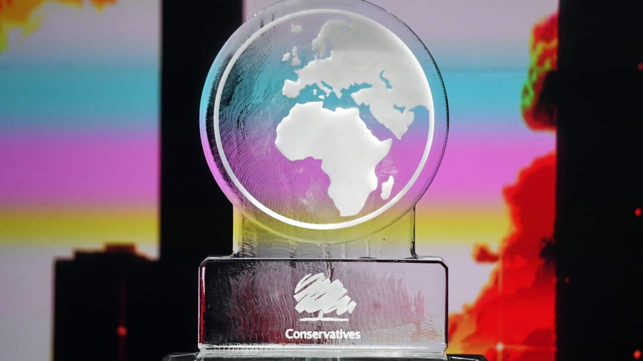 An ice sculpture replaced British Prime Minister Boris Johnson in the studio before the election debate.