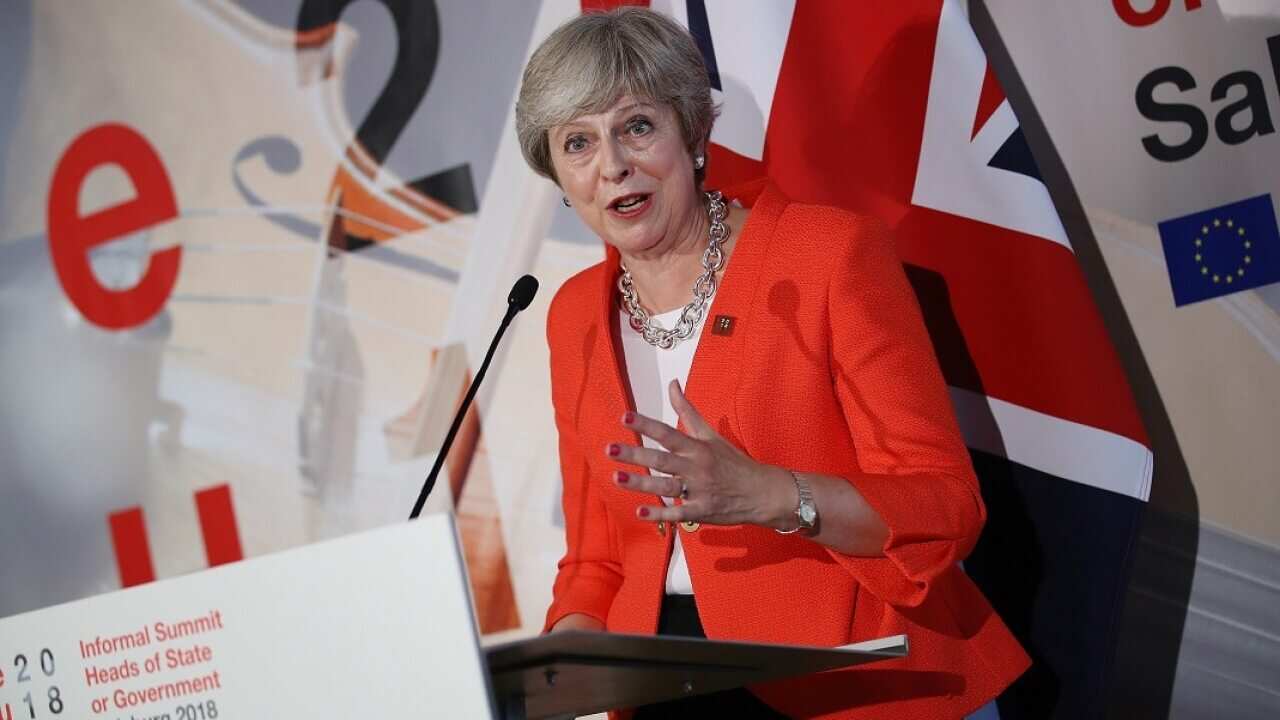 British Prime Minister Theresa May after the informal EU summit in Salzburg, Austria.