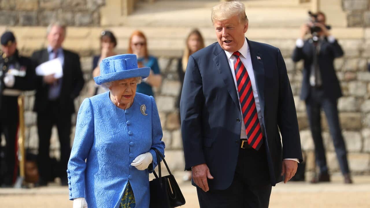 Queen Elizabeth II and US President Donald Trump during an earlier visit to Windsor Castle.